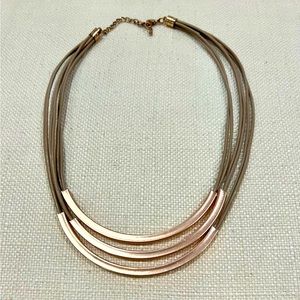 Rose gold and leather costume necklace handmade